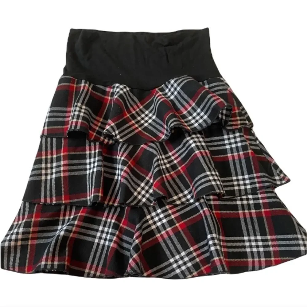 Plaid Ruffle Tiered Skirt